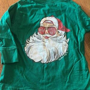 Festive Green Santa Long Sleeve Tee for Kids